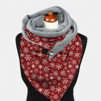 Leichter Eleganter Festlicher Weihnachts-schneeflockenmuster-druck Verdickter Warmer Schal Für Damen