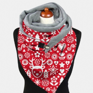 Leichter Eleganter Festlicher Weihnachtsmuster-druck Verdickter Warmer Schal Für Damen