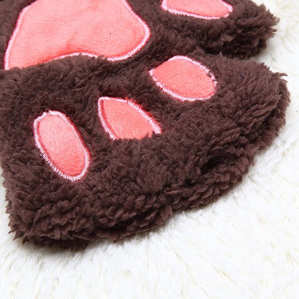 Damen Mädchen Fluffy Plüsch Bear Cat Paw Fingerlose Handschuhe Paw Handschuh Winter Warme Fäustlinge