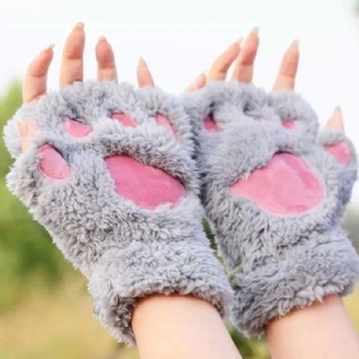 Damen Mädchen Fluffy Plüsch Bear Cat Paw Fingerlose Handschuhe Paw Handschuh Winter Warme Fäustlinge