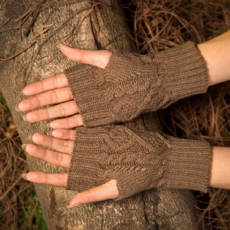 Diamant-fingerhandschuh Für Damen Aus Wollstrick Mit Halbem Finger