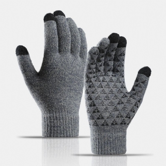 Drei-finger-touchscreen-palmen-dreieck-silikon-anti-rutsch-muster-strickhandschuhe Aus Samt Plus Dicker Weicher Warmer Winterhandschuh