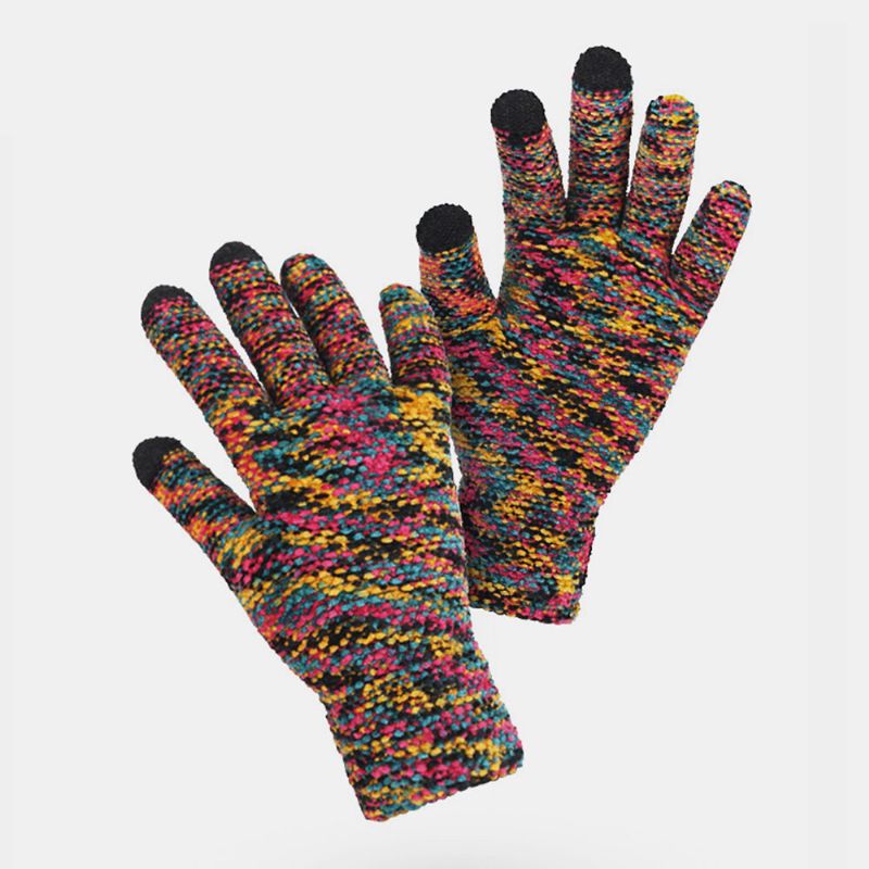 Farbige Gestrickte Drei-finger-chenille-handschuhe Mit Touchscreen Unisex Winter Outdoor Kühler Schutz Warme Vollfinger-handschuhe