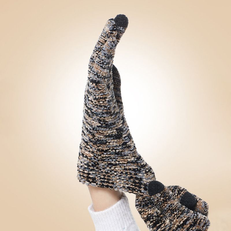 Farbige Gestrickte Drei-finger-chenille-handschuhe Mit Touchscreen Unisex Winter Outdoor Kühler Schutz Warme Vollfinger-handschuhe