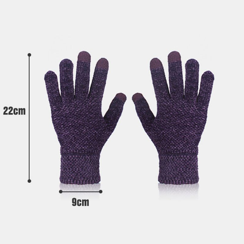 Farbige Gestrickte Drei-finger-chenille-handschuhe Mit Touchscreen Unisex Winter Outdoor Kühler Schutz Warme Vollfinger-handschuhe