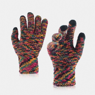 Farbige Gestrickte Drei-finger-chenille-handschuhe Mit Touchscreen Unisex Winter Outdoor Kühler Schutz Warme Vollfinger-handschuhe