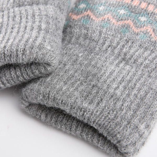 Frauen Mädchen Winter Gehäkelt Gestrickt Warme Handschuhe Touchscreen Niedliche Hirschdruck Fäustlinge