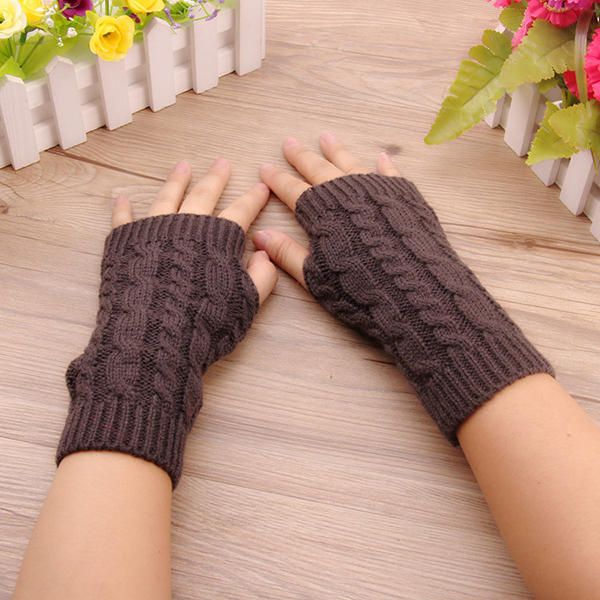 Frauen-winter-handwärmer-handschuhe Dicke Arm-häkelarbeit-strick-warme Fingerlose Handschuhe