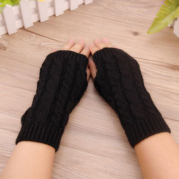 Frauen-winter-handwärmer-handschuhe Dicke Arm-häkelarbeit-strick-warme Fingerlose Handschuhe