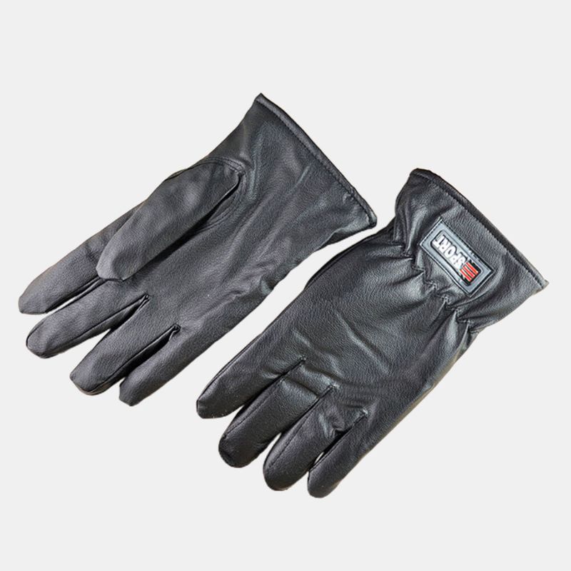 Herren Faux Leather Waterproof Plus Velvet Screen Touchable Riding Sport Outdoor Vollfinger-handschuhe