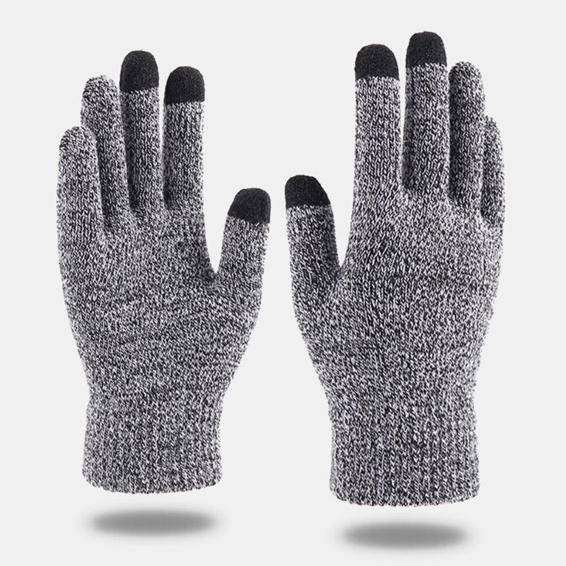 Herren Winter Cool Protection Warme Vollfinger-wollstrickhandschuhe Thicken Plus Velvet Drei-finger-thermo-gymnastikhandschuhe Mit Touchscreen