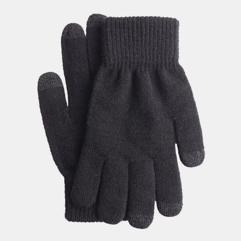 Herren Winter Cool Protection Warme Vollfinger-wollstrickhandschuhe Thicken Plus Velvet Drei-finger-thermo-gymnastikhandschuhe Mit Touchscreen