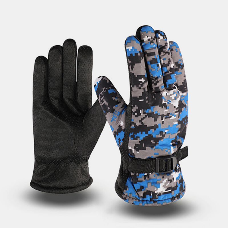 Männer Winter Thicken Plus Samt Warme Handschuhe Outdoor Skifahren Motorrad Elektrofahrrad Reiten Vollfinger-handschuhe