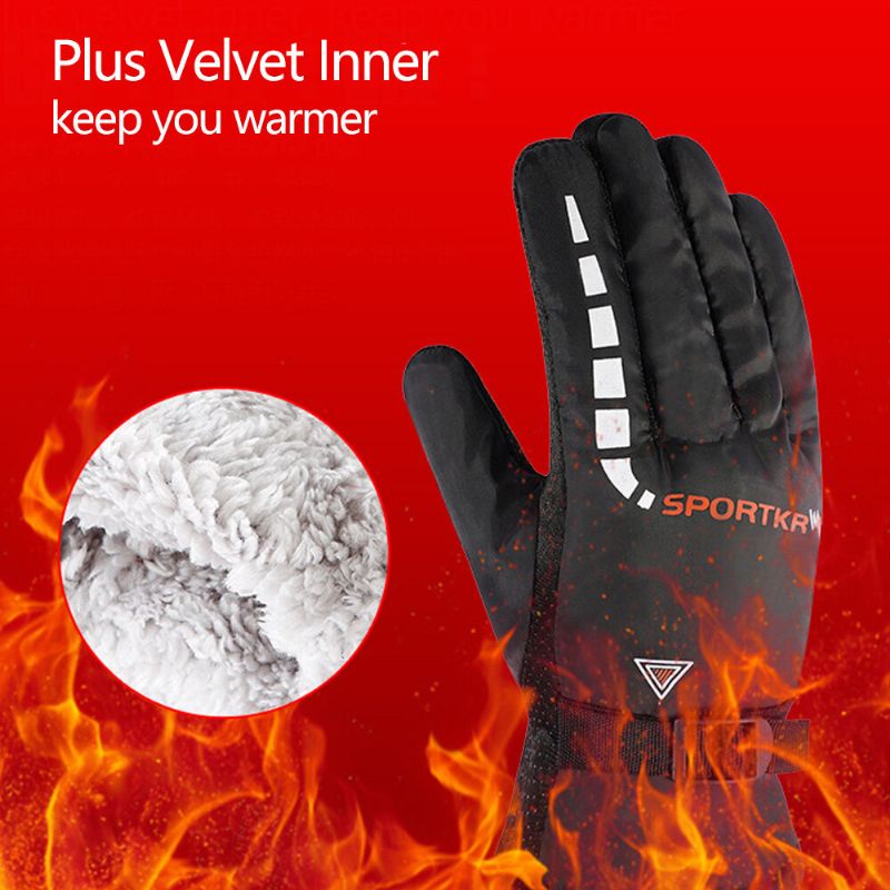 Männer Winter Thicken Plus Samt Warme Handschuhe Outdoor Skifahren Motorrad Elektrofahrrad Reiten Vollfinger-handschuhe