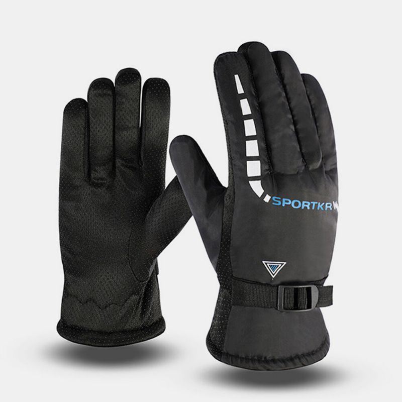 Männer Winter Thicken Plus Samt Warme Handschuhe Outdoor Skifahren Motorrad Elektrofahrrad Reiten Vollfinger-handschuhe