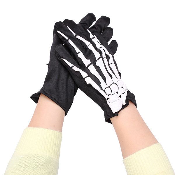 Mode-halloween-skelett-geist-dämon-elastische Schädel-handschuhe