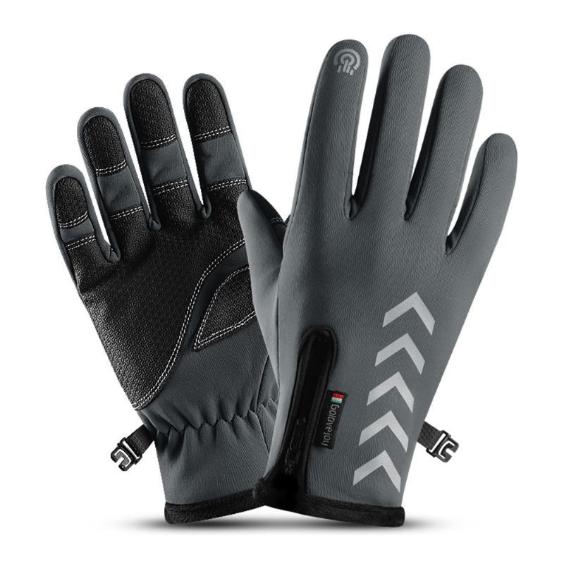 Radfahren Warme Handschuhe Saison Outdoor Wasserdicht Sport Anti-rutsch Fünf-finger-touchscreen Nachtreiten Highlight Reflektierende Handschuhe