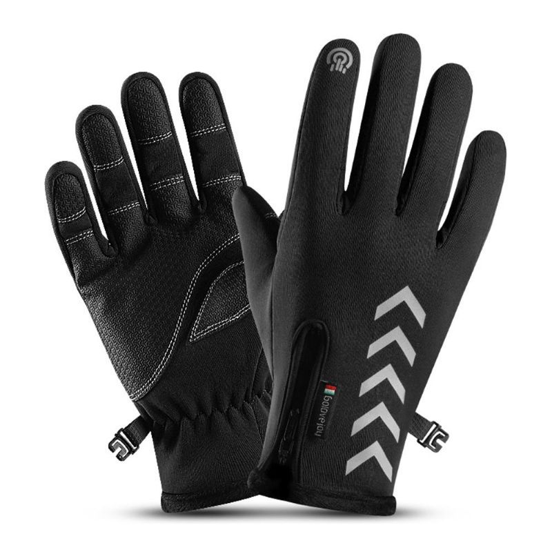 Radfahren Warme Handschuhe Saison Outdoor Wasserdicht Sport Anti-rutsch Fünf-finger-touchscreen Nachtreiten Highlight Reflektierende Handschuhe