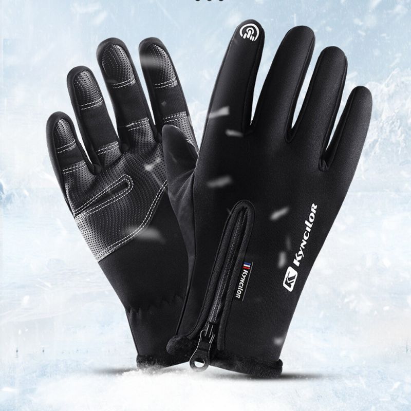 Unisex-fleece-bildschirm Berührbar Winter Outdoor Warm Halten Wasserdicht Radfahren Reiten Vollfinger-handschuhe