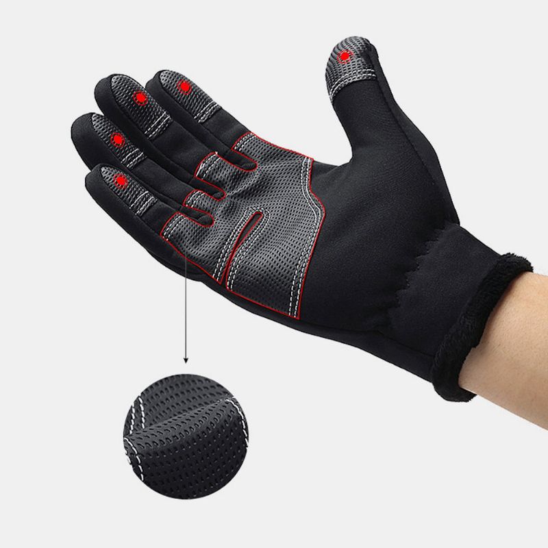 Unisex-fleece-bildschirm Berührbar Winter Outdoor Warm Halten Wasserdicht Radfahren Reiten Vollfinger-handschuhe