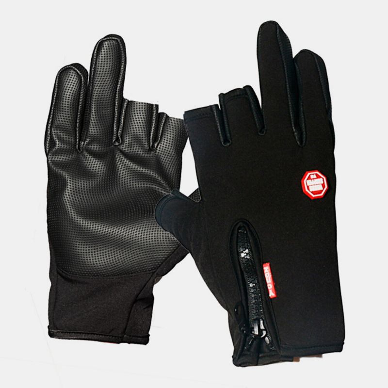 Unisex-halbfinger-wasserdichte Outdoor-sport-reding-angel-anti-rutsch-lederhandschuhe