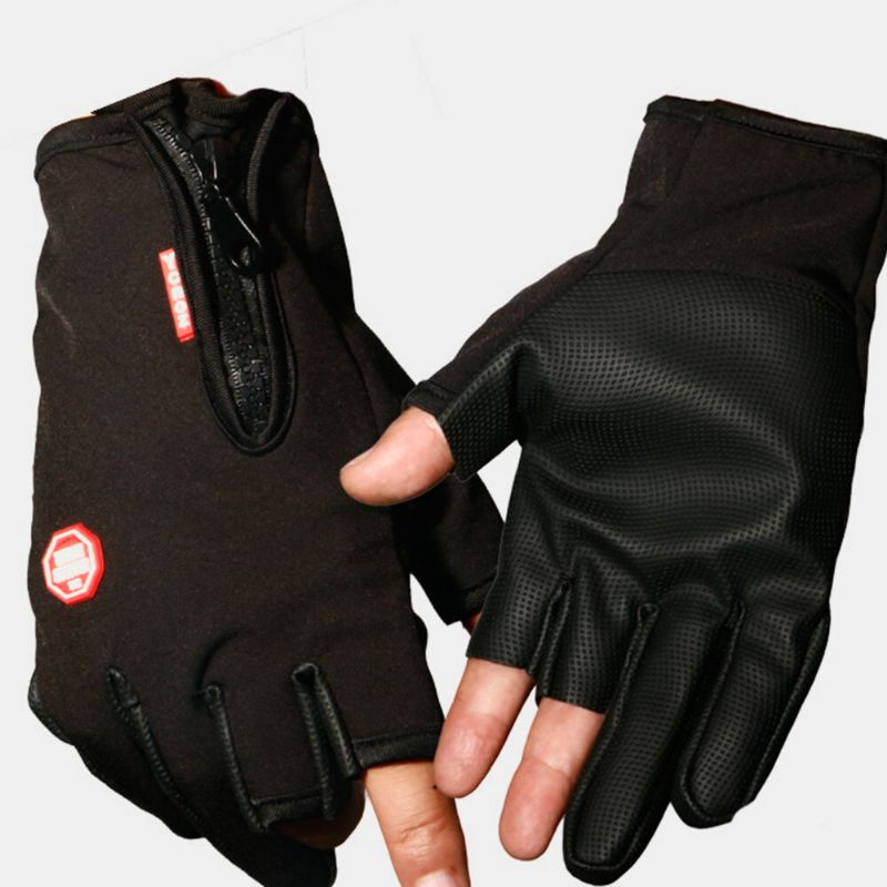 Unisex-halbfinger-wasserdichte Outdoor-sport-reding-angel-anti-rutsch-lederhandschuhe