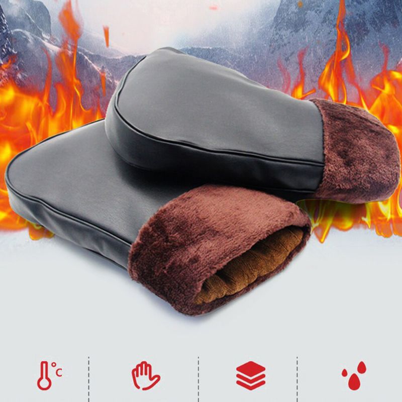 Unisex Ladeheizung Outdoor Winter Elektroauto Reiten Warmhalten Wasserdichte Winddichte Lederhandschuhe