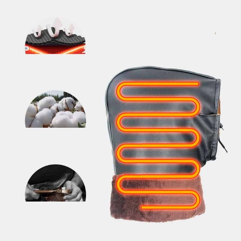 Unisex Ladeheizung Outdoor Winter Elektroauto Reiten Warmhalten Wasserdichte Winddichte Lederhandschuhe