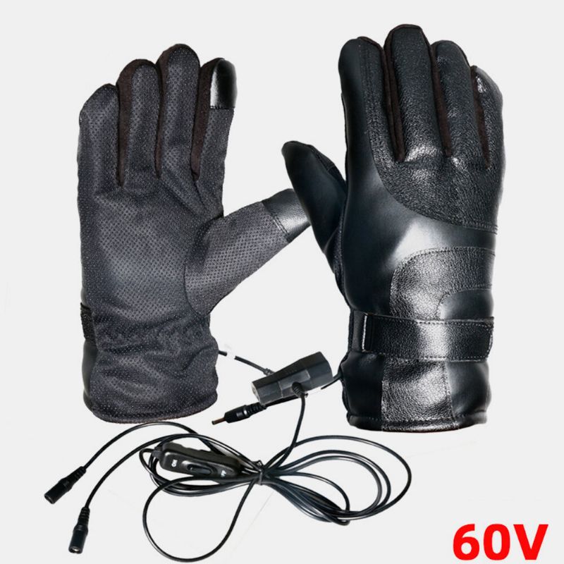 Unisex-usb-aufladung Heizung Outdoor Winter Elektroauto Reiten Warm Halten Wasserdicht Winddicht Lederhandschuhe