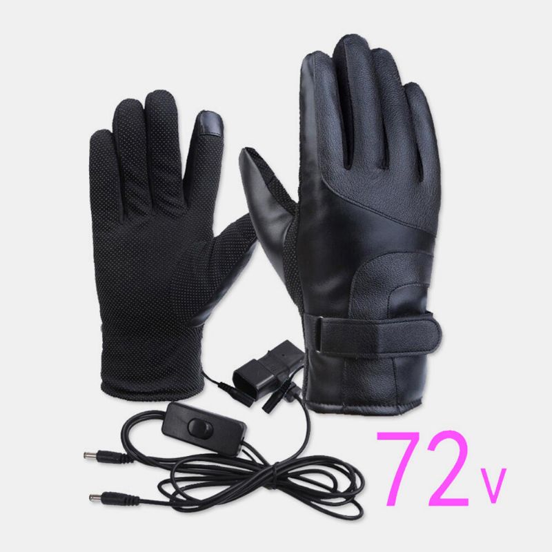 Unisex-usb-aufladung Heizung Touchscreen Outdoor Winter Elektroauto Reiten Warm Halten Wasserdicht Winddicht Lederhandschuhe