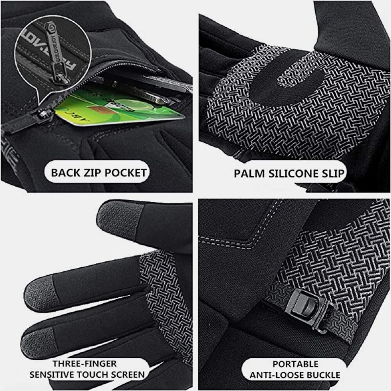 Unisex-winter-warme Touchscreen-handschuhe Wasserdichte Fleece-reißverschlusstaschen-handschuhe Skifahren Radfahren Outdoor-sport Kälteschutz-handschuhe