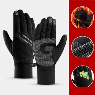 Unisex-winter-warme Touchscreen-handschuhe Wasserdichte Fleece-reißverschlusstaschen-handschuhe Skifahren Radfahren Outdoor-sport Kälteschutz-handschuhe