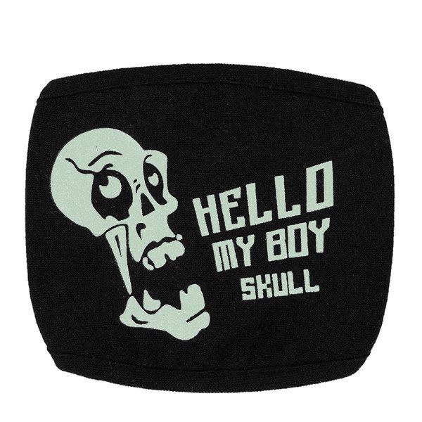 Unsiex Herren Noctilucence Luminous Green Cartoon Skeleton Pattern Anti-dust Cotton Mouth Mask