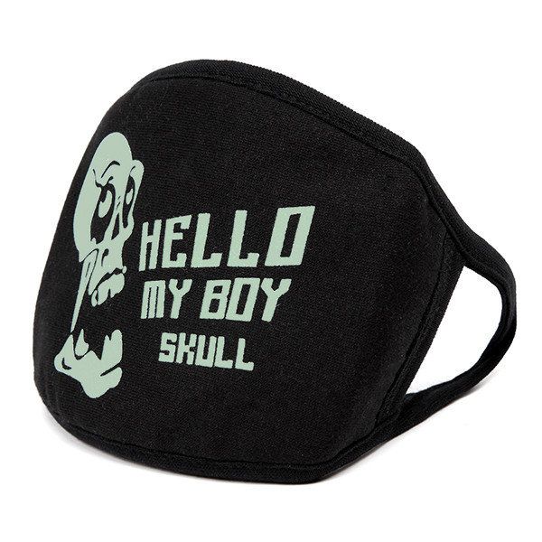 Unsiex Herren Noctilucence Luminous Green Cartoon Skeleton Pattern Anti-dust Cotton Mouth Mask