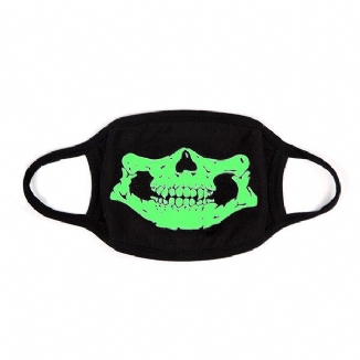 Unsiex Herren Noctilucence Luminous Green Cartoon Skeleton Pattern Anti-dust Cotton Mouth Mask