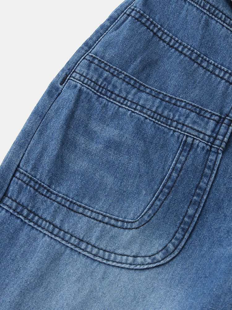 Damen-jeans Mit Reißverschluss Schnürung Mittlerer Taille Weitem Bein Und Tasche