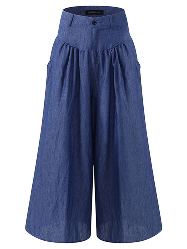 Lässige Hose Mit Weitem Bein Reine Farbe Seitentasche Baggy-hose Für Damen