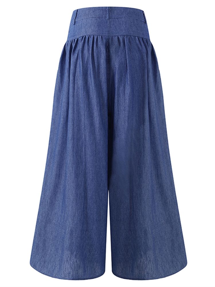 Lässige Hose Mit Weitem Bein Reine Farbe Seitentasche Baggy-hose Für Damen