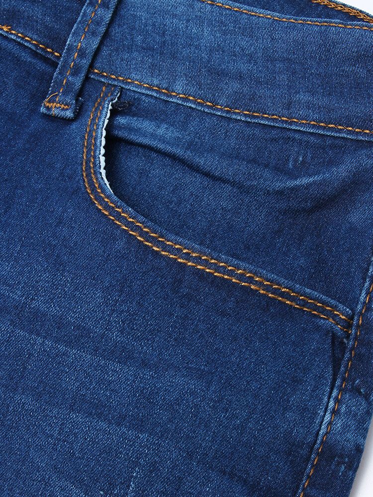 Lässige Schlaghosen-jeans Aus Denim Mit Taschenknopf Für Damen