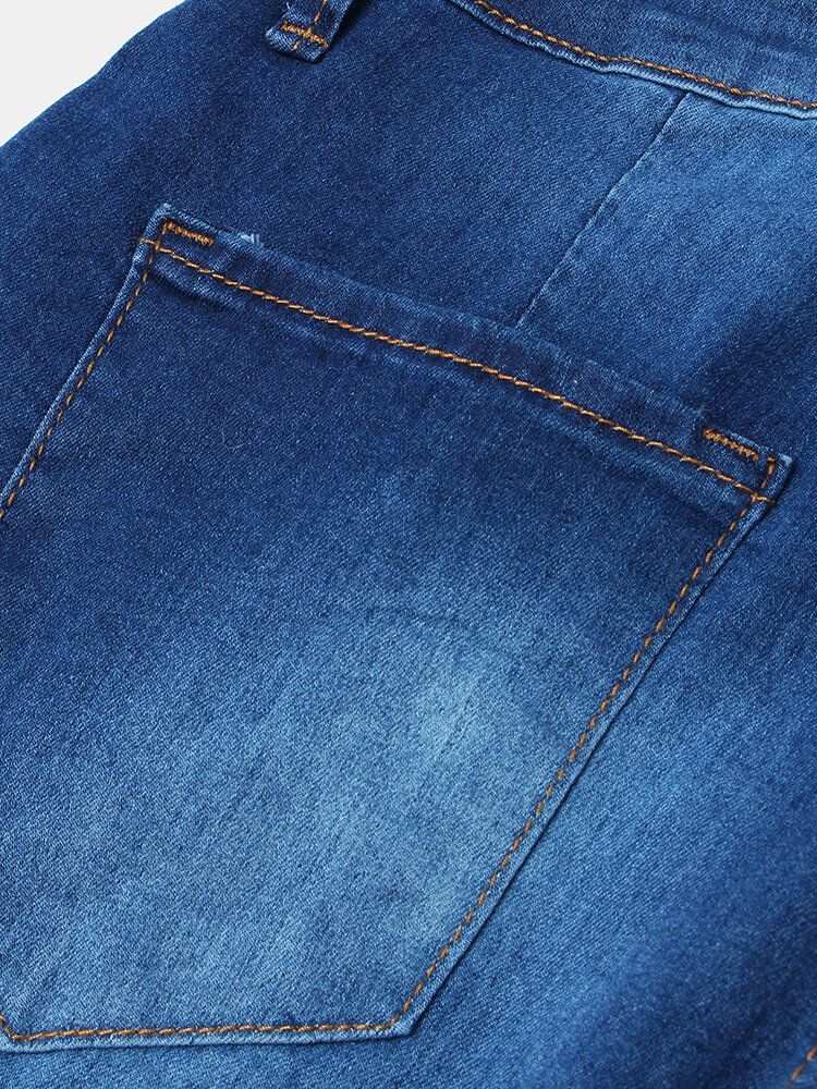 Lässige Schlaghosen-jeans Aus Denim Mit Taschenknopf Für Damen