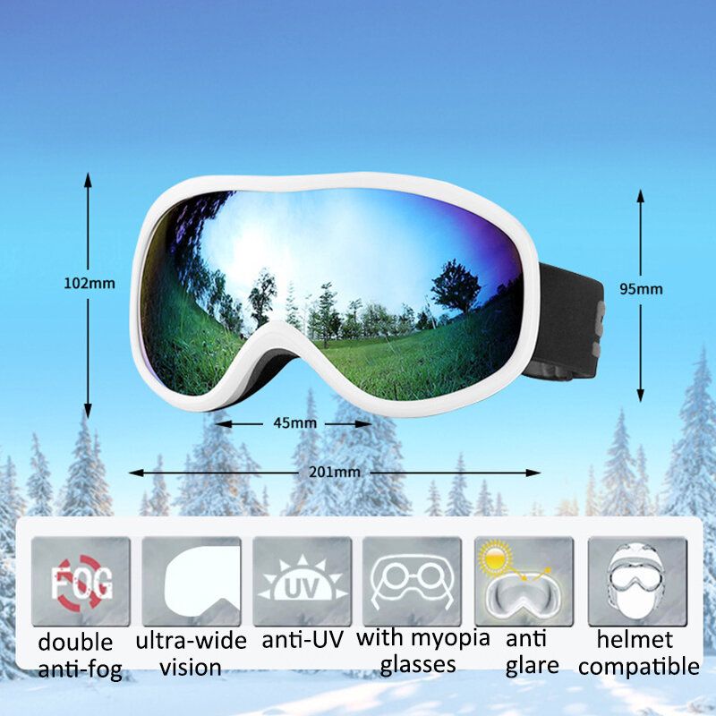 Doppellagige Unisex-skibrille Mit Großem Sichtfeld Sphärisch Professionelle Beschlagfreie Winddichte Doppelglasbrille