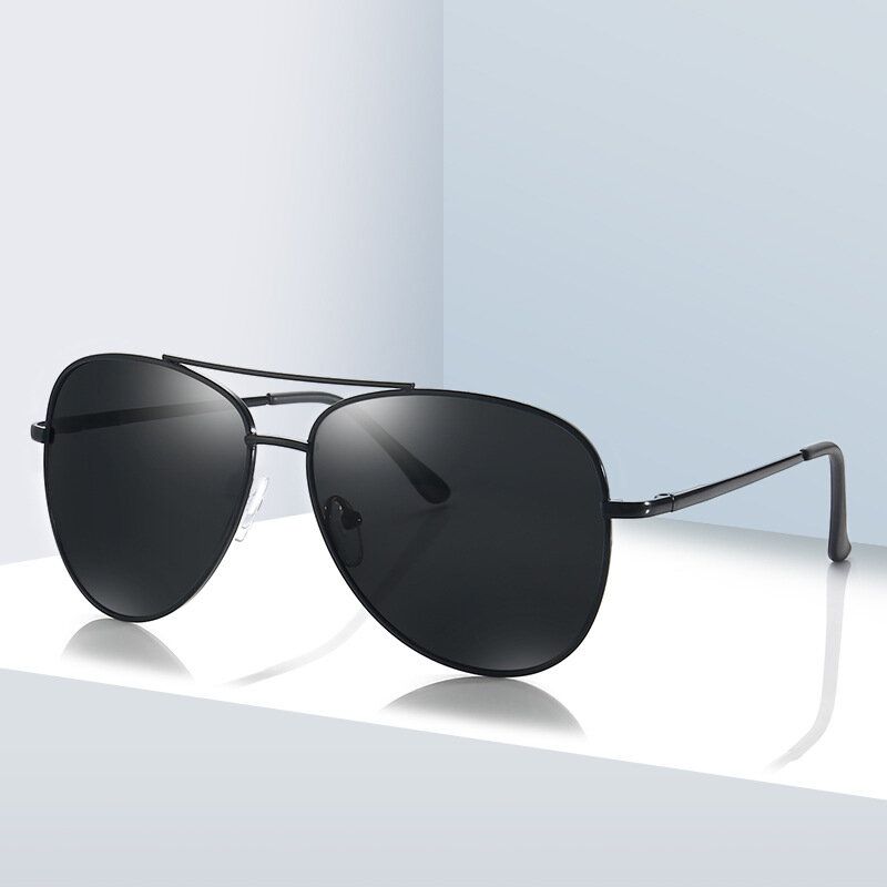 Herren-metall-vollrahmen-sonnenbrille Mit Schmalen Seiten Und Doppelsteg-uv-schutz