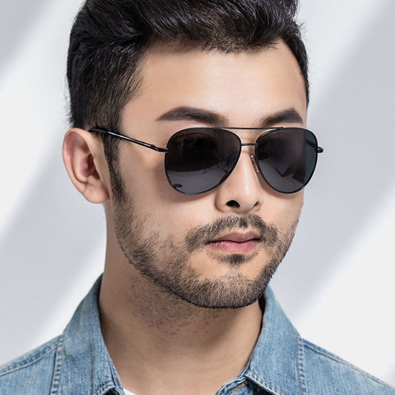 Herren-metall-vollrahmen-sonnenbrille Mit Schmalen Seiten Und Doppelsteg-uv-schutz