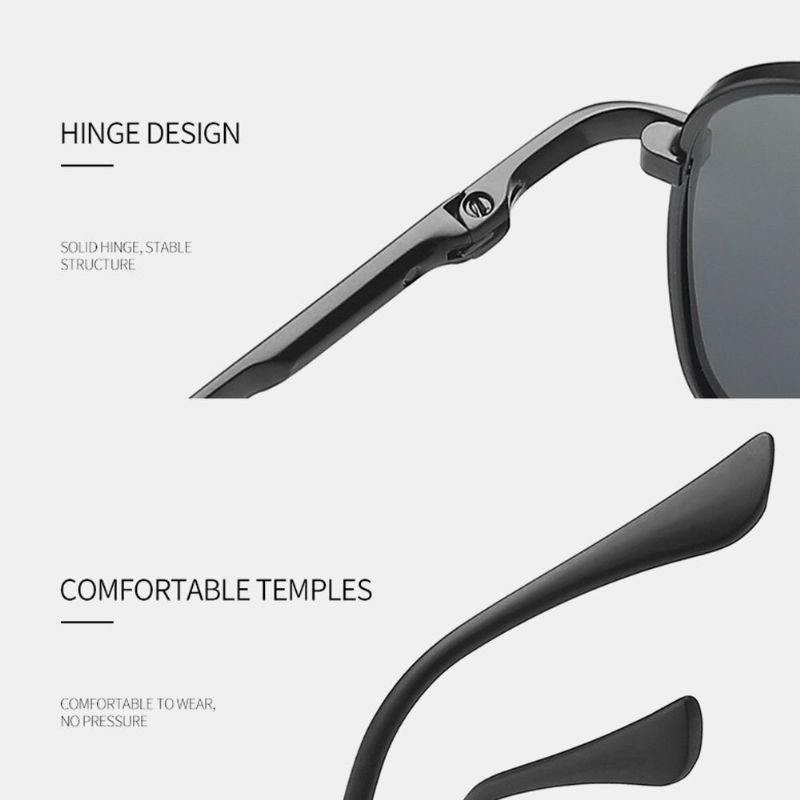 Herren-sonnenbrille Aus Metall Mit Doppelsteg Und Polarisiertem Licht Und Uv-schutz