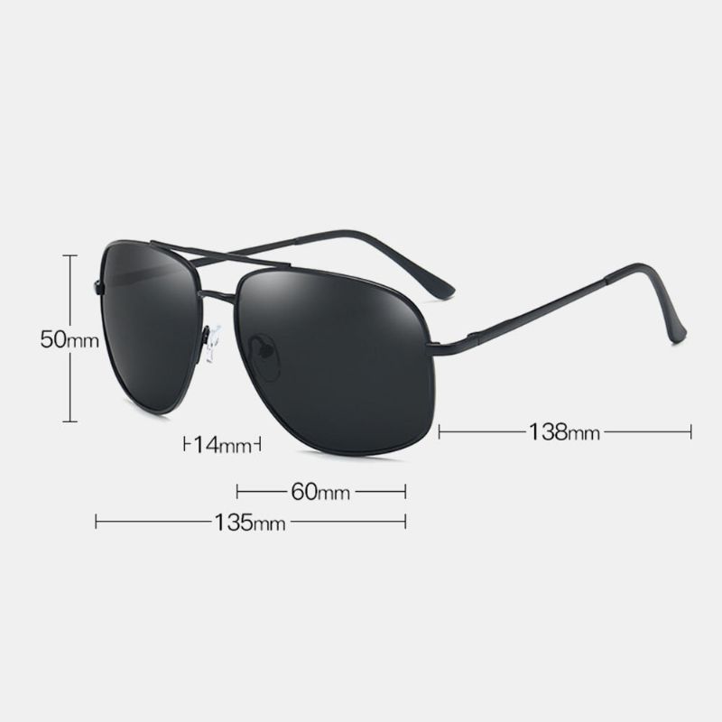 Herren-sonnenbrille Aus Metall Mit Doppelsteg Und Polarisiertem Licht Und Uv-schutz