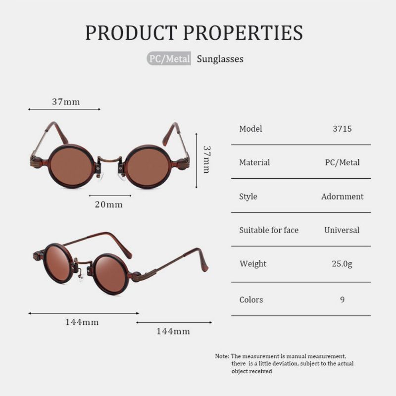 Herrenmode Outdoor Uv-schutz Verzinkter Metallrahmen Rutschfestes Nasenpad Circle Round Sonnenbrille