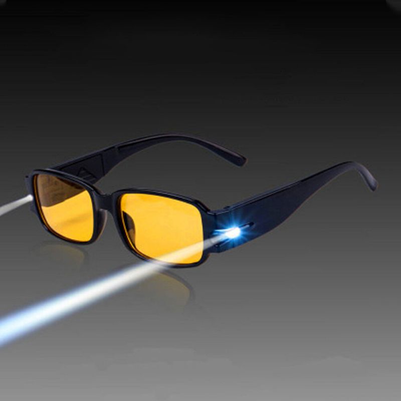 Männer Led-beleuchtung Nacht Presbyopie-brille Kunststoffharz Voller Rechteckiger Rahmen Multifunktionale Presbyopie-brille