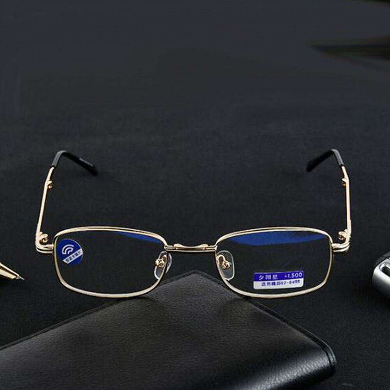 Männer Tragbare Vollformat Faltbare Mode Harz Anti-blau Lesebrille Weitsichtigkeit Brille Presbyopie Brille Mit Lederbox