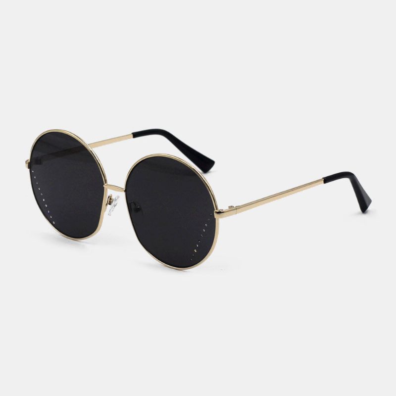 Modische Unisex-sonnenbrille Mit Rundem Metallrahmen Und Voll Getönten Gläsern. Uv-schutz