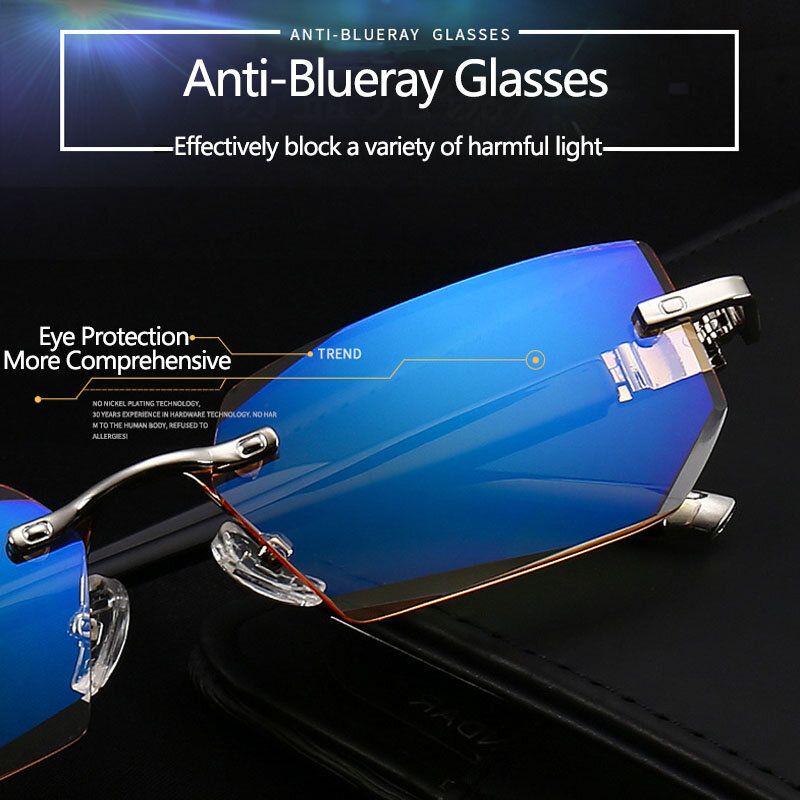 Unisex Anti-blue Light Radiation Randlose Presbyopie-brille Aus Metall High-definition-lesebrille